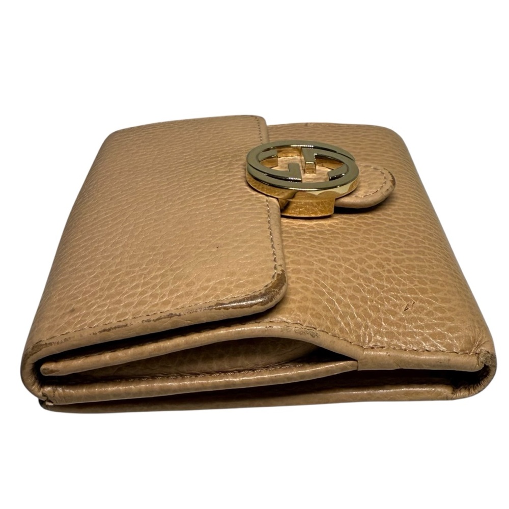 Gucci GG Interlocking Leather Beige Bi-Fold Compact Wallet. - Picture 2 of 16